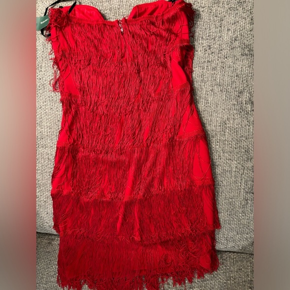 Brand new Simons fringe red mini dress M ! - Picture 7 of 7